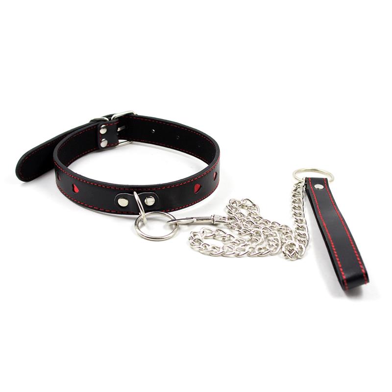 Collar con Cadena de Metal Negro Rojo