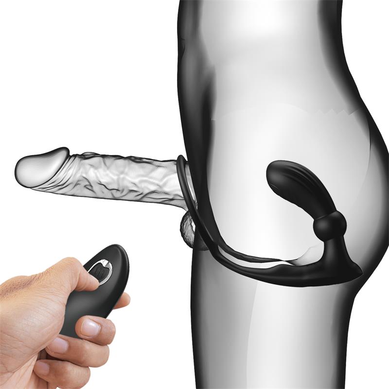 Warren Plug Anal y Anillo para el Pene con Vibracion y Pulsacion a Control Remoto