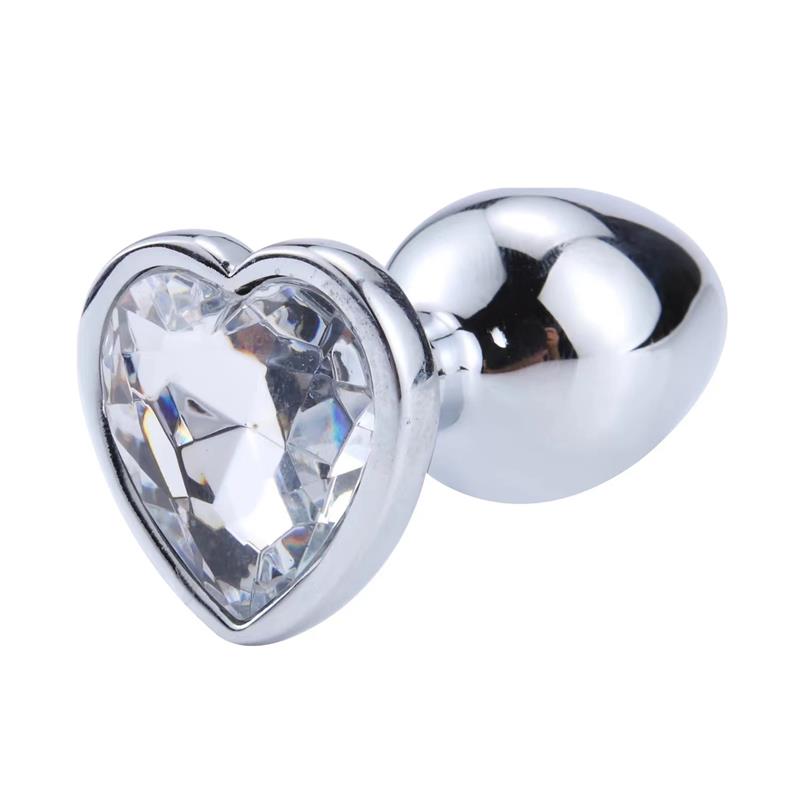 Plug Anal con Joya de Corazon Blanco Talla M