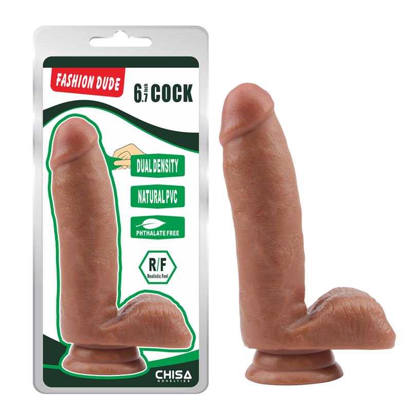 Dildo Dual density Fashion Dude 17 x 36 cm Bronceado