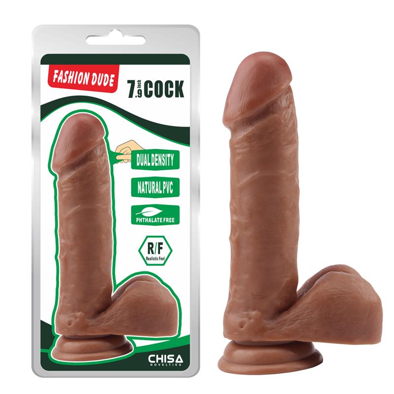 Dildo Dual density Fashion Dude 20 cm Bronceado