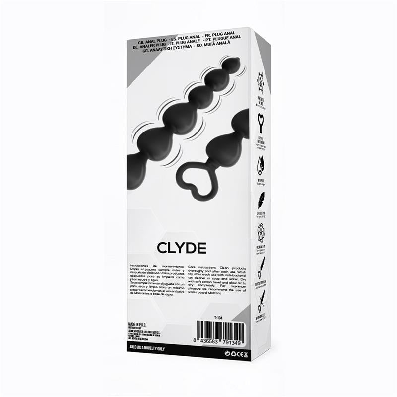 Clyde Plug Anal con Bolas con Aro de Facil Extraccion Silicona Negro