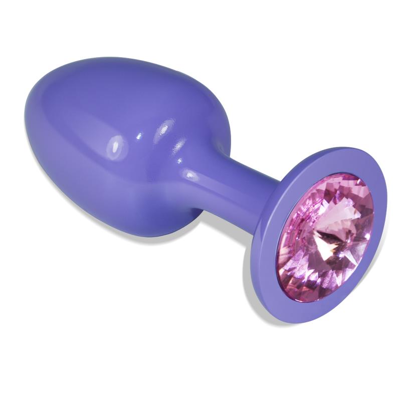 Plug Anal de Metal Purpura Rosebud con Joya Rosa