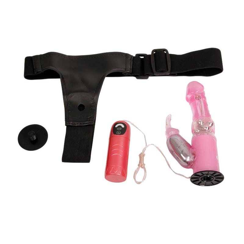 Baile Arnes con Dildo Vibrador Rosa 18 cm