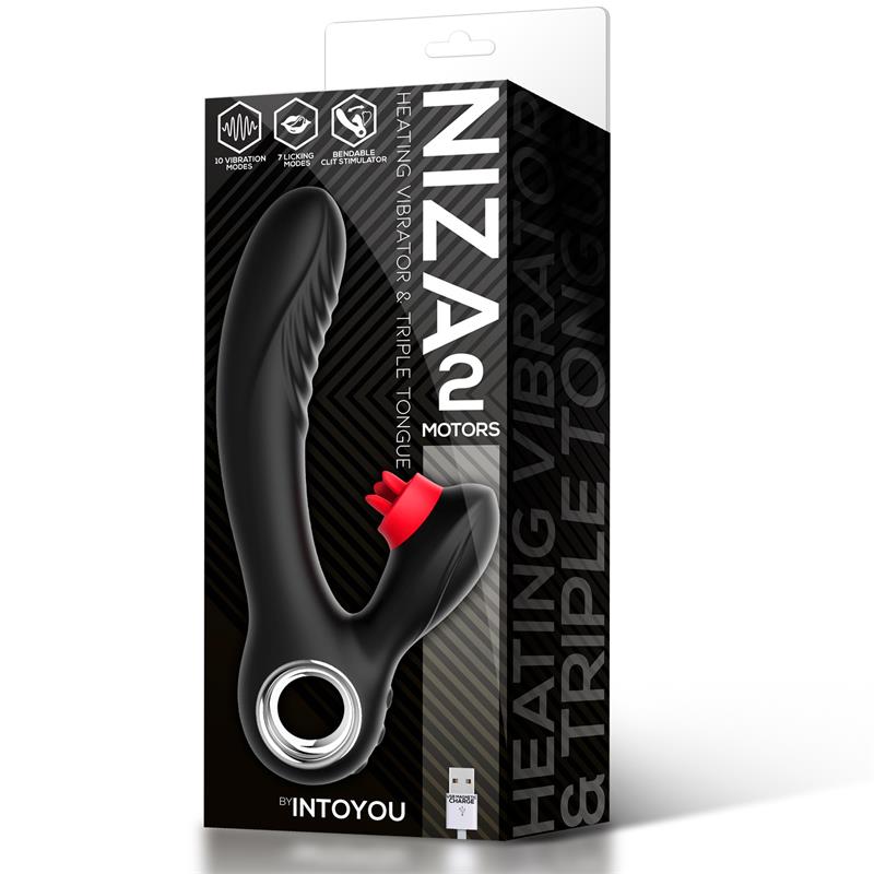 Niza Vibrador con Calor y Triple Lengua Estimuladora de Clitoris