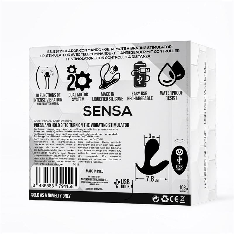 Sensa Estimulador Control Remoto USB SIlicona Liquida Negro