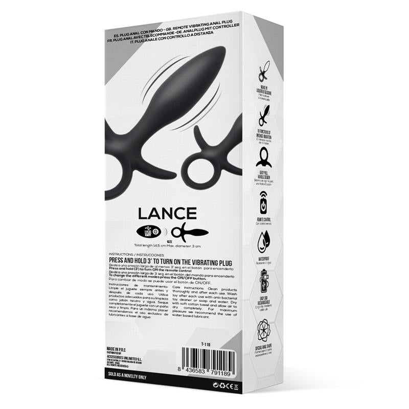 Lance Plug Anal Control Remoto Silicona Liquida USB