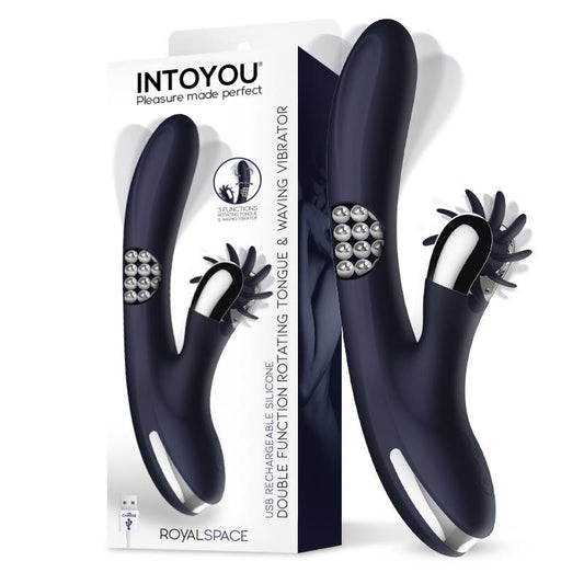 Royalspace Vibrador con Lenguas Estimuladoras y Bolas Internas 360º Azul