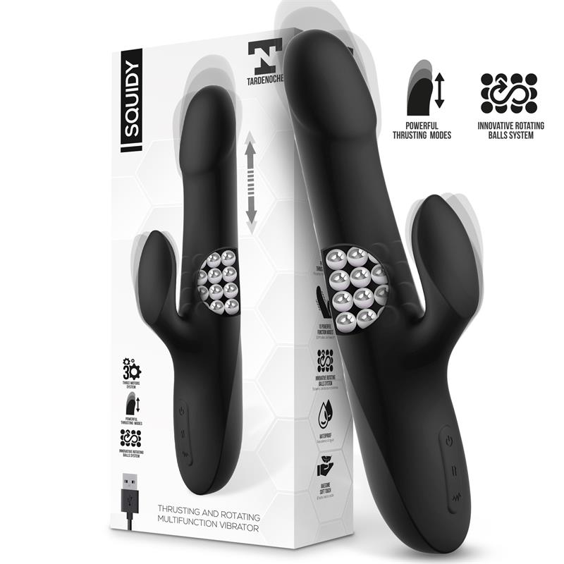 Squidy Vibrador Funcion de Movimiento Up and Down y Bolas Rotadoras USB Silicona