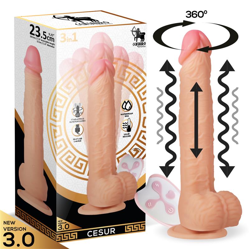 Cesur 30 Dildo Realista Vibracion Movimiento Ondulante 360º y Telescopico Control Remoto USB