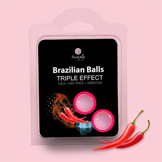 Set 2 Brazilian Balls Triple Efecto Calor Frio y Vibracion