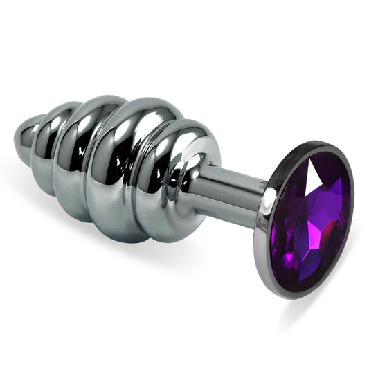 Plug Anal en Espiral Rosebud con Joya Purpura