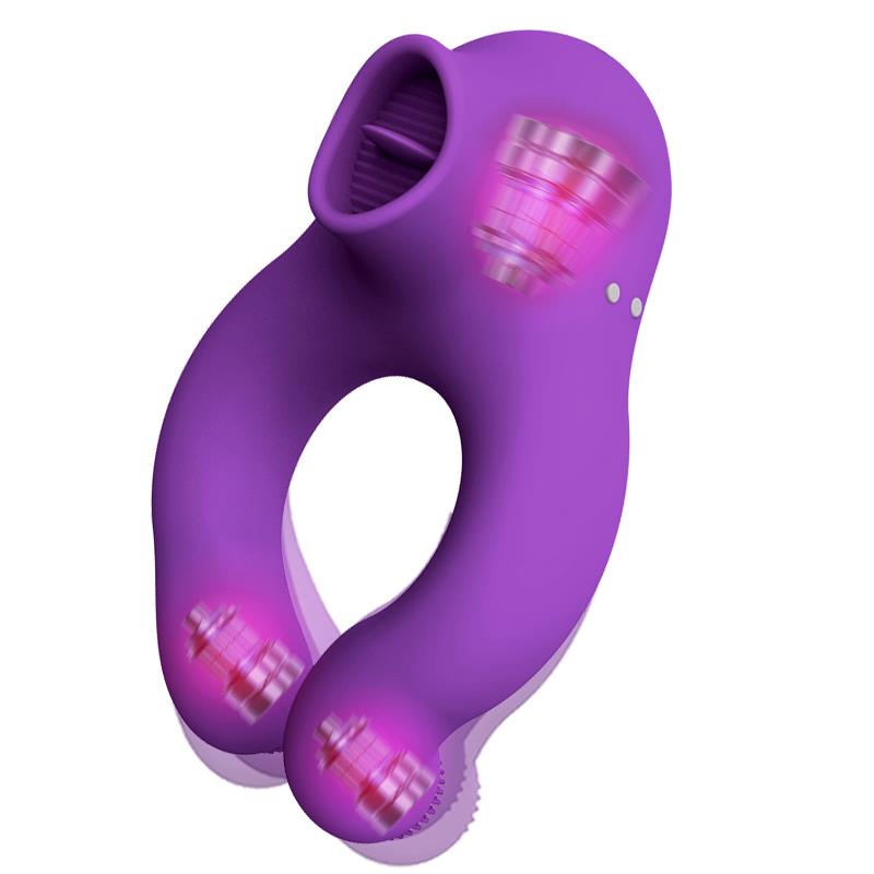 Fenda Anillo Vibrador con Lengua Estimulador y Control Remoto 3 Motores USB Magnetico