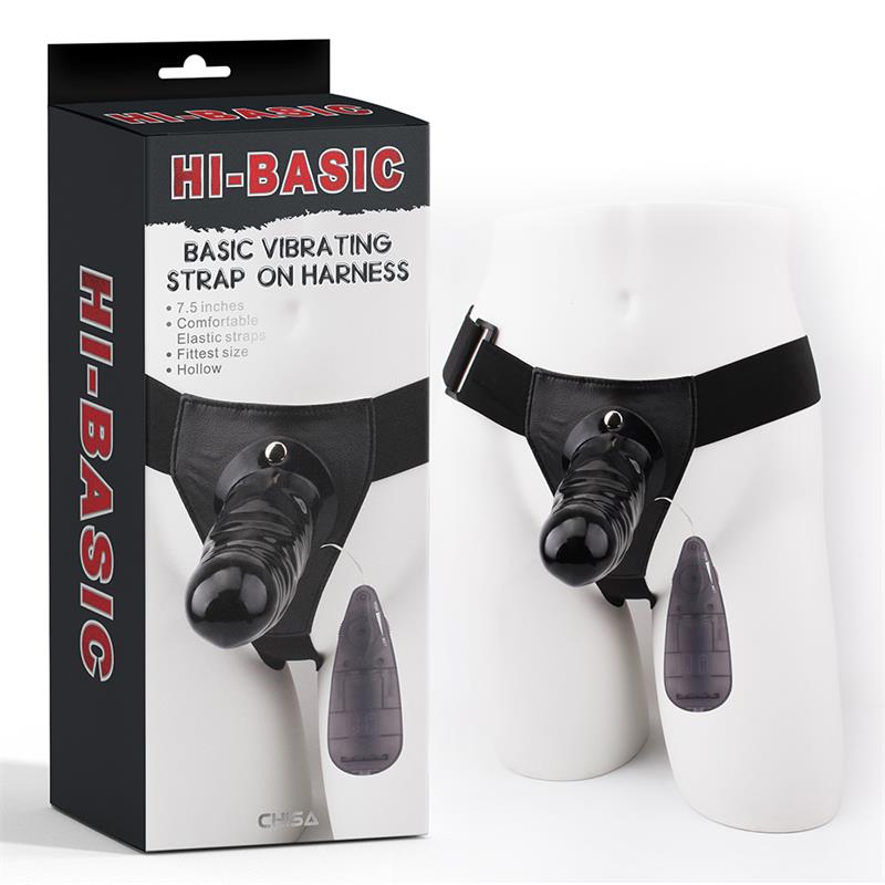 Arnes con Dildo Hueco y Vibracion Ajustable 75