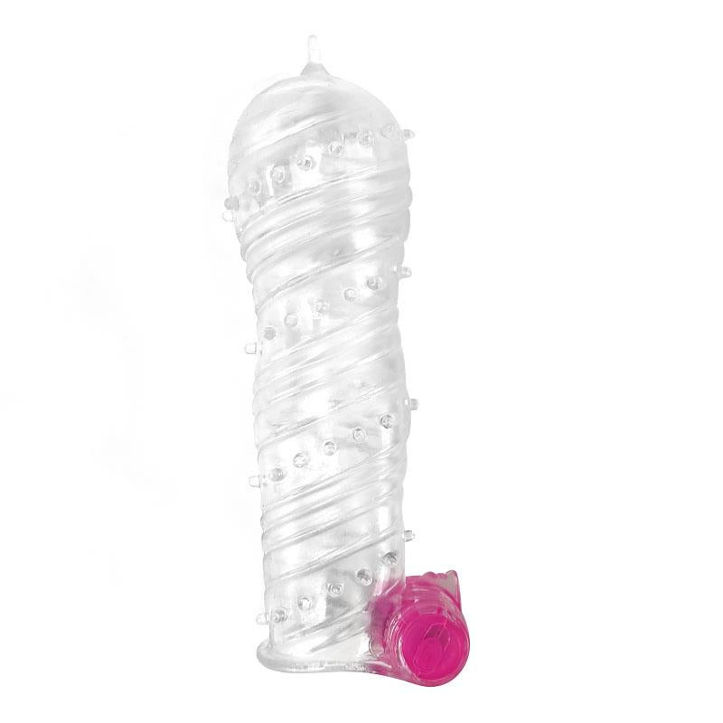 Funda para el Pene Texturizada con Bala Vibradora Transparente