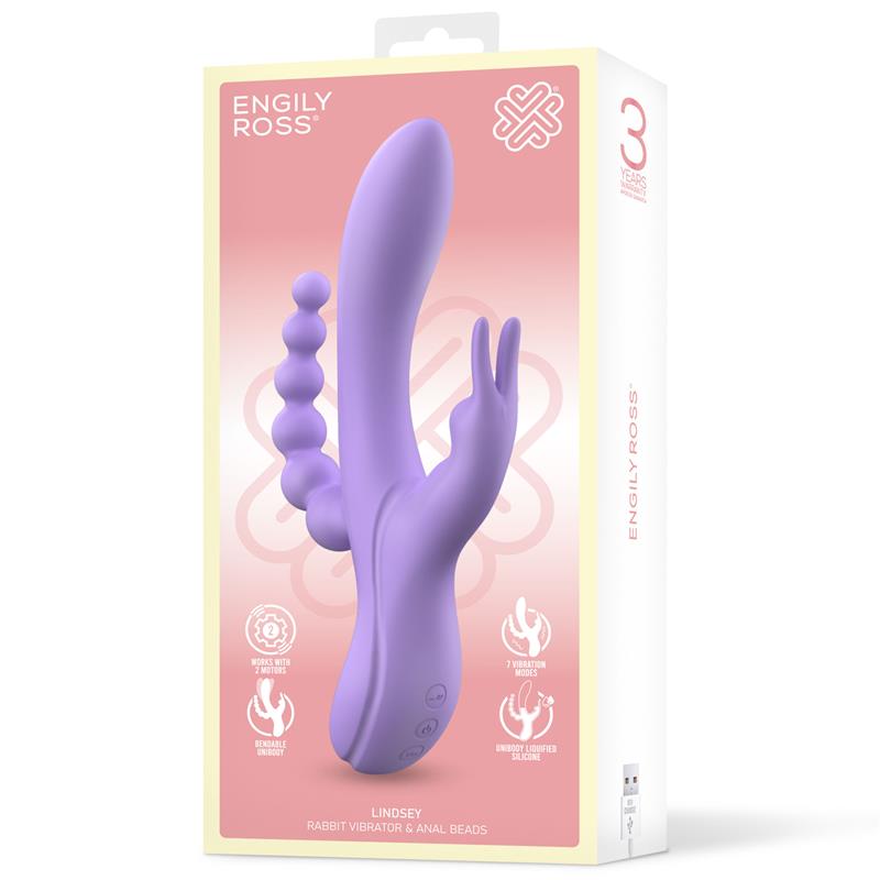 Lindsay Vibrador con Cadena Anal Silicona Liquida Unibody Flexible 2 Motores