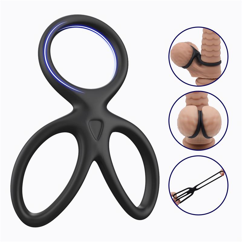 Anillo Triple Pene y Testiculos Silicona Liquida Flexible