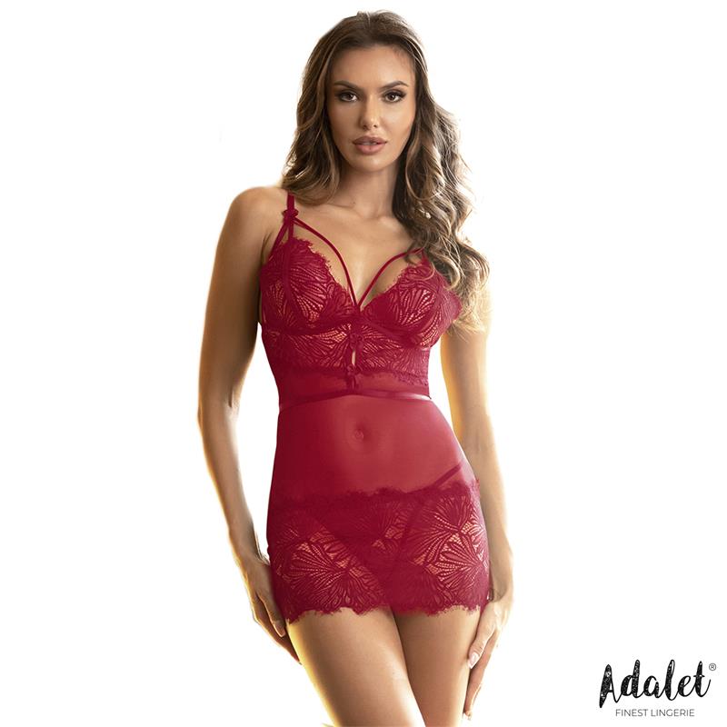 Zoe Babydoll Espalda Abierta y Tanga Rojo