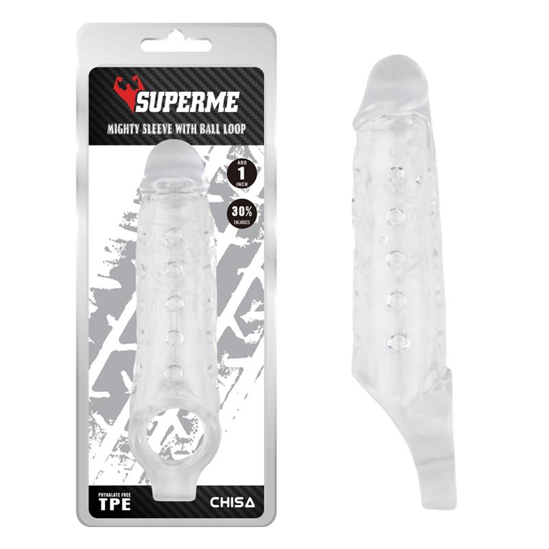 Funda para el Pene con Sujecion para Testiculos Mighty Transparente