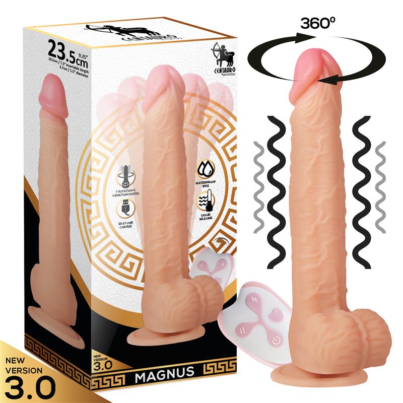 Magnus 30 Dildo Realista Vibrador y Rotador Control Remoto Silicona Liquida