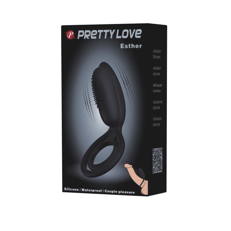 Pretty Love Anillo Vibrador Esther Color Negro