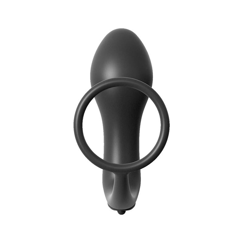 Plug Vibrador con Anillo Pene Color Negro