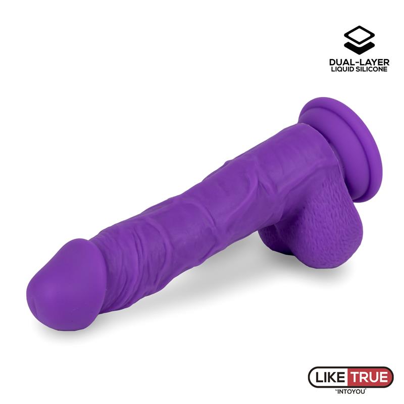 Dildo Realista Silicona Liquida Dual Layer 8 Purpura