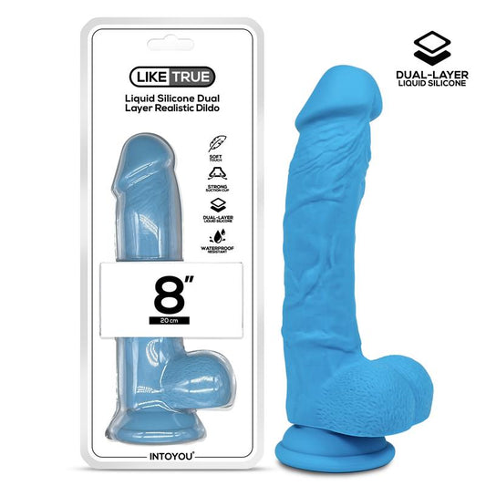 Dildo Realista Silicona Liquida Dual Layer 8 Azul